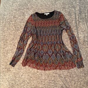 Multicolor Patterned Long Sleeve Top